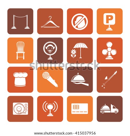 Flat restaurant, cafe, bar and night club icons - vector icon set