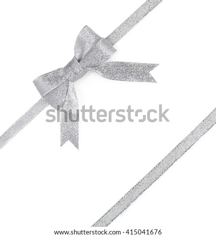 beautiful silver bow on a white background isolated.