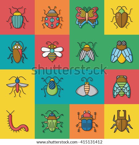 icon set insect vector