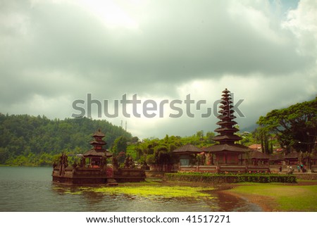 Ulun Danau temple on Bratan lake in Bali, Indonesia