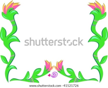 Frame of Torch Flowers and Spiral Heart Vector