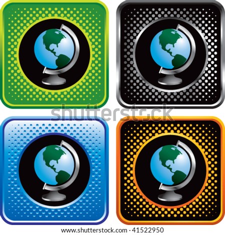 earth globe on multicolored halftone web buttons
