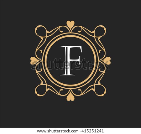 Letter F  Floral monogram.