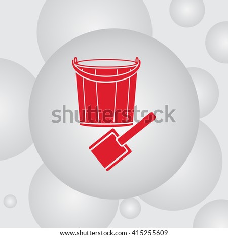 Pail and shovel toys vector icon