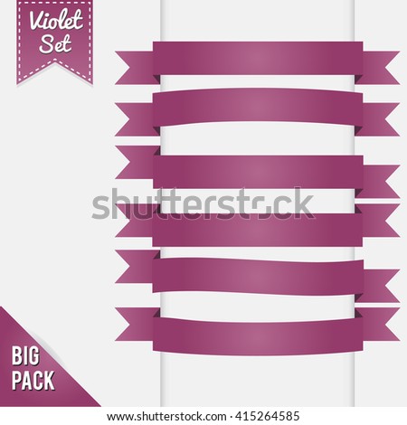 Collection of ribbons in different shapes isolated on white background. Vector art.
