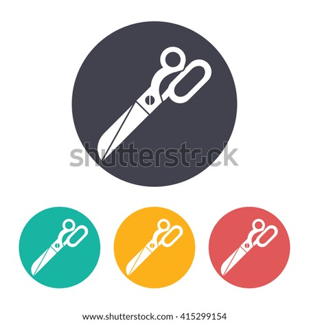 Vector flat tailor scissors icon with set of 3 colors 