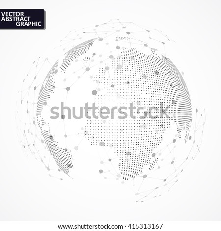 Technology image of globe. Point and curve constructed the sphere. The concept vector illustration eps10