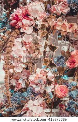 Pattern of natural flowers background texture