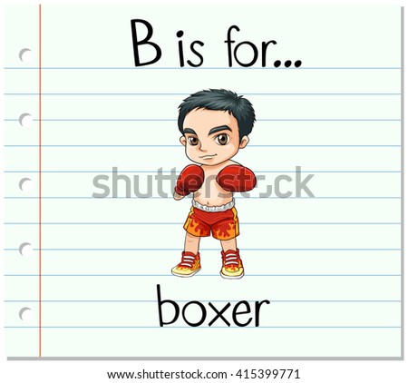 Flashcard letter B is for boxer illustration