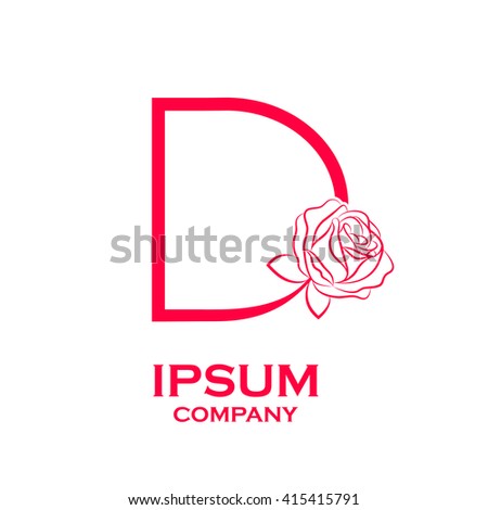Letter D logo,Rose Flower Red, beauty and fashion logo