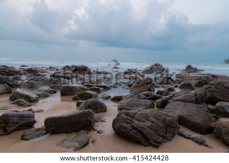 Rocks by the sea at Hin Ngam Beach, Sichon, Nakhon Si Thammarat. Thailand