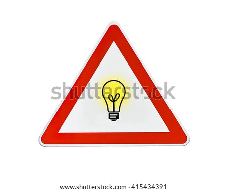 Triangle road sign electric bulb