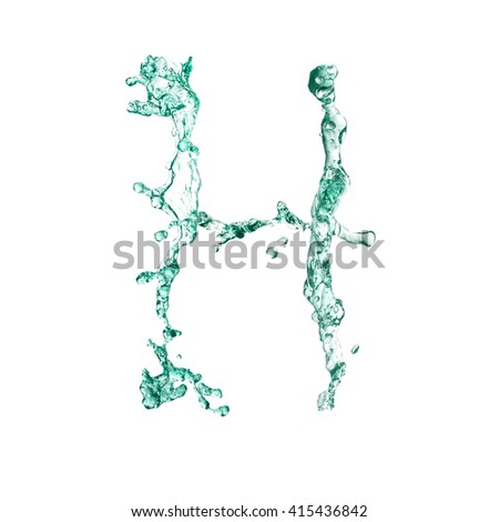 letters from green water splash on white background