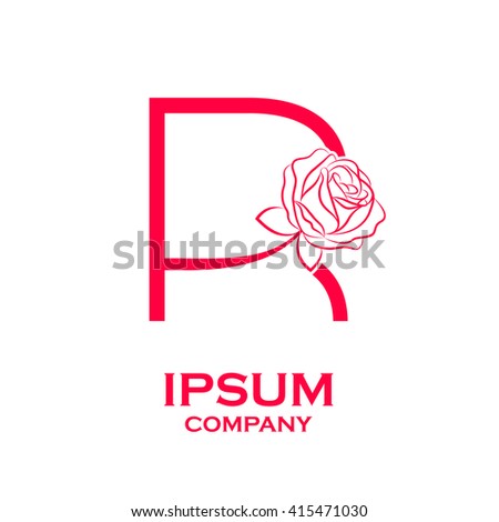 Letter R logo,Rose Flower Red, beauty and fashion logo
