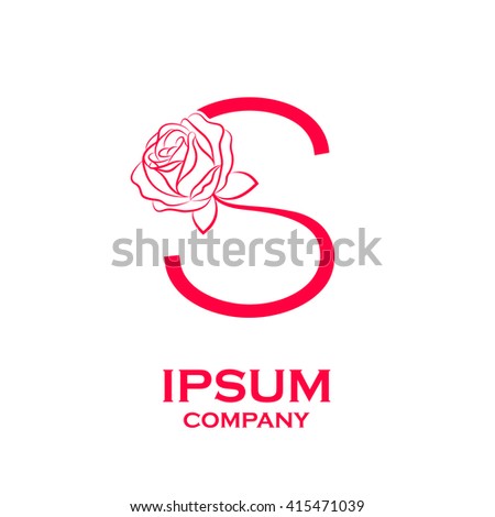Letter S logo,Rose Flower Red, beauty and fashion logo