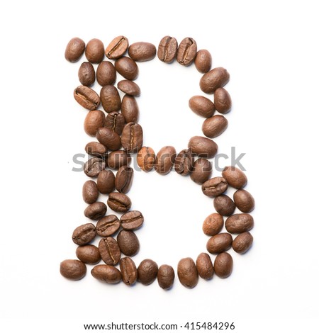 coffee beans, letter B, abc