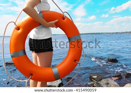 Girl with a life buoy