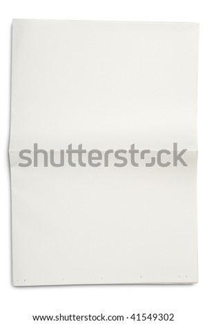 a blank unfolded newspaper on white - with clipping path