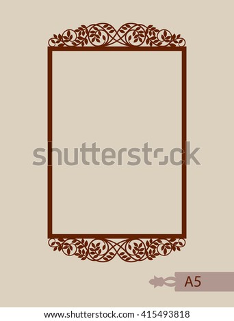 Abstract square photo frame with swirls. Pattern is suitable for greeting cards, invitations, menus, design interiors etc. Template suitable for laser cutting or printing. Vector. Easy to edit