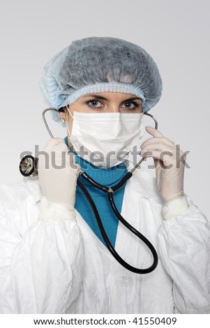 Medicine doctor, A(H1N1), on the grey background