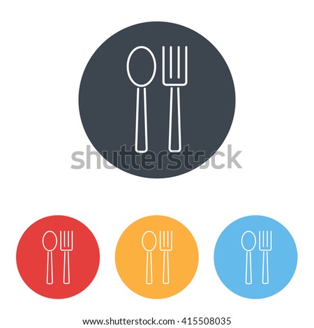 Line icon- 
fork and spoon