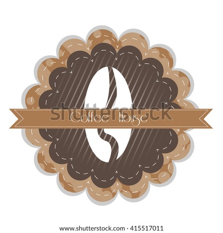 Isolated banner with a ribbon with text and a coffee bean