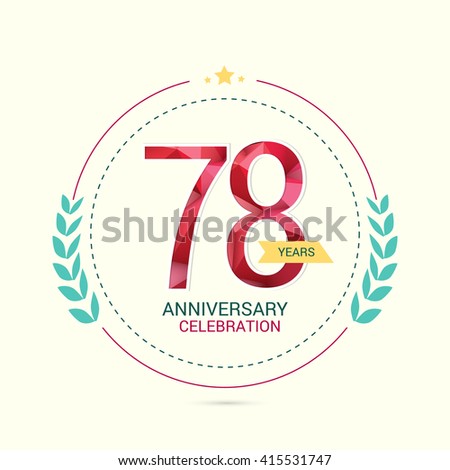 78 Years Anniversary with Low Poly Design and Laurel Ornaments