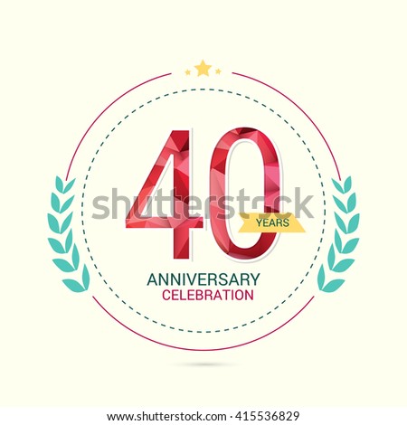 40 Years Anniversary with Low Poly Design and Laurel Ornaments