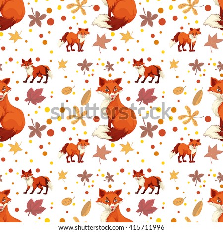 Seamless fox and leaves illustration