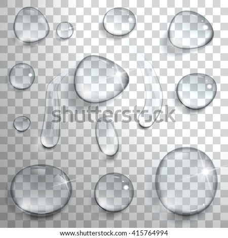 set of water drops on a transparent background Royalty-Free Stock Photo #415764994