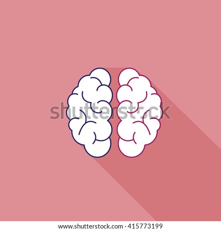 Brain Icon - Isolated On Background - Vector Illustration, Graphic Design. Long Shadow  