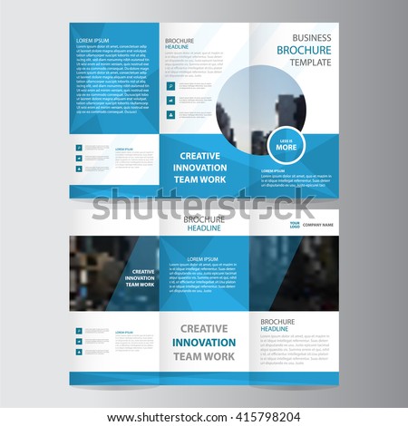 Blue polygon elegance business trifold business Leaflet Brochure Flyer template vector minimal flat design set Royalty-Free Stock Photo #415798204