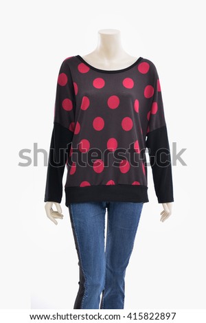 Mannequin female in jeans on white background

