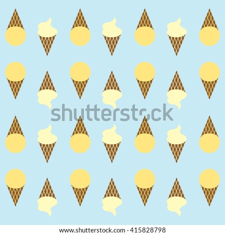 Ice cream corn seamless pattern. Ice cream background.