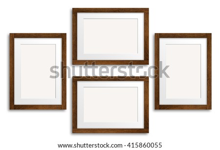 Frames collage, dark brown wooden design
