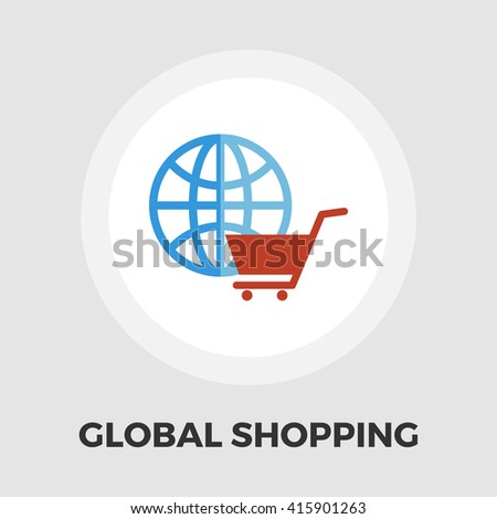 Global shopping icon vector. Flat icon isolated on the white background. Editable EPS file. Vector illustration.