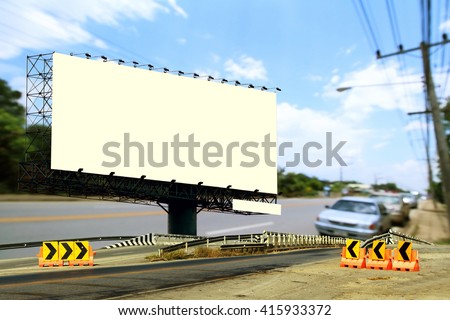 billboard and bridge with blur road and sky background