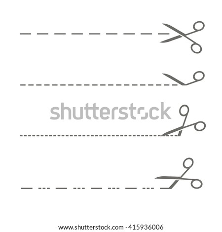 Vector scissors with cut lines