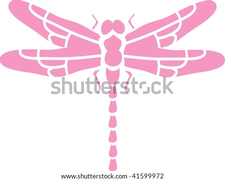 Clip art illustration of a pink dragonfly.