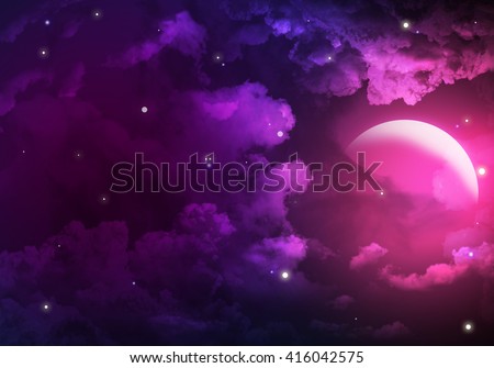 Fantasy Sky Cloud Moon Moonlight.
