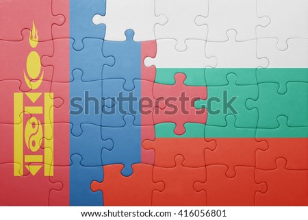 puzzle with the national flag of mongolia and bulgaria . concept