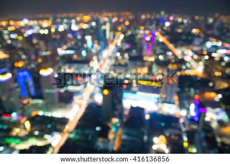 Blurred or Defocus Photo bokeh of Bangkok cityscape