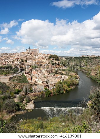 landscape of Toledo old city from Parador view point, Spain
