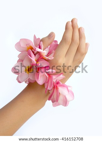  Beautiful frangipani tropical flower ,plumeria  garland in hand  special  in spa                                                                        