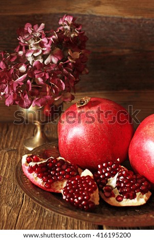 pomegranate and hydrangea