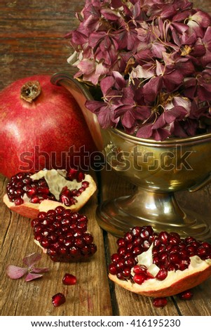 pomegranate and hydrangea