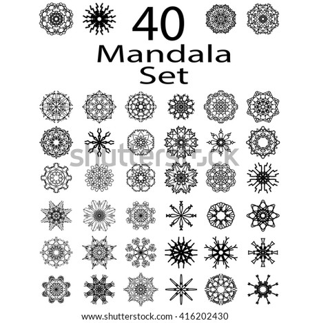 Vector Islam, Arabic, Indian, Ottoman Motifs. Monochrome Contour Mandala Isolated on White Background. Ethnic Amulet of Mandala