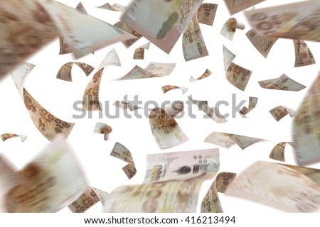 Money is flying in the air Royalty-Free Stock Photo #416213494