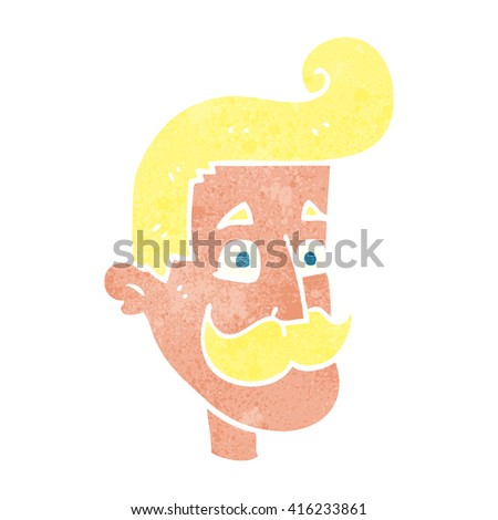 freehand retro cartoon man with mustache
