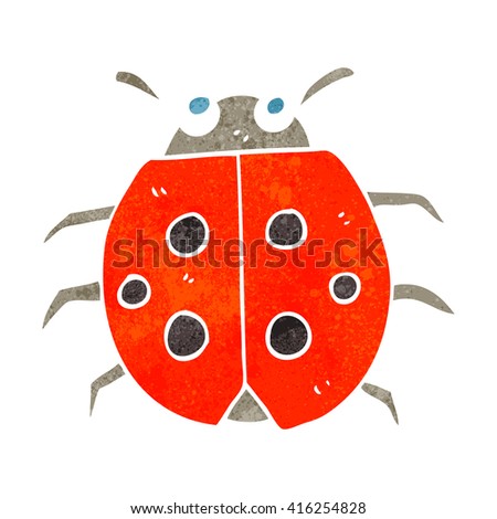 freehand retro cartoon ladybug